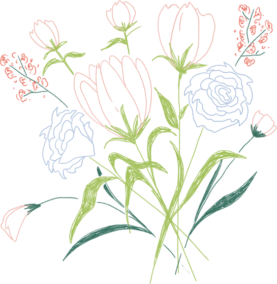 Handdrawn Bunch of Flowers 